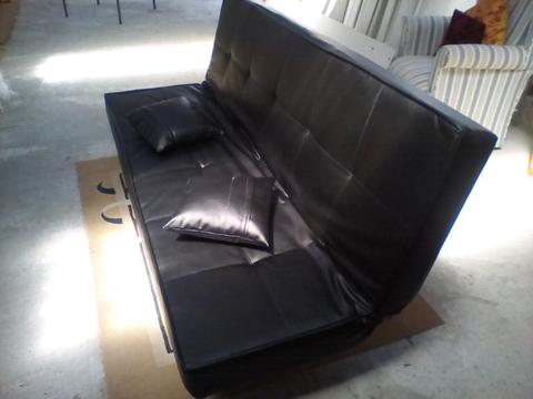 New leather black sleeper couch