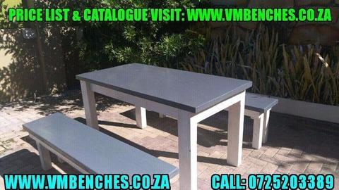 PICNIC BENCHES and GARDEN BENCHES, FOR A FULL PRICE LIST and CATALOGUE visit --- WWW.VMBENCHES.CO.ZA