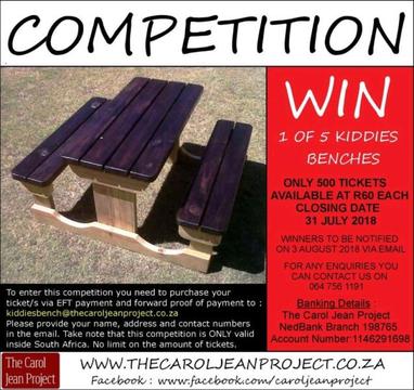 COMPETITION TIME - STAND A CHANCE TO WIN A KIDDIES BENCH