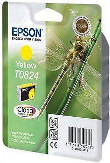 EPSON - INK - T0824 - YELLOW - DRAGONFLY - STYLUS PHOTO R270 / 290 / 390 / RX590 / 610 / 690 / T50 /