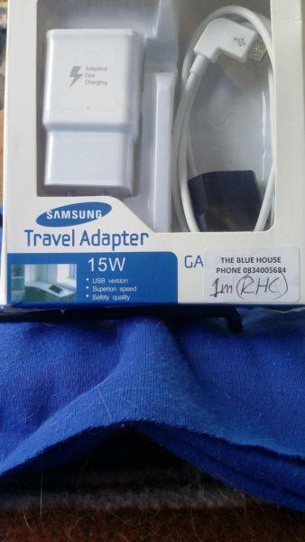 NEW White SAMSUNG TRAVEL CHARGER KITS - Fast Adaptive Wall Charging 15W USB 2.0 1M Cable RHC Plug