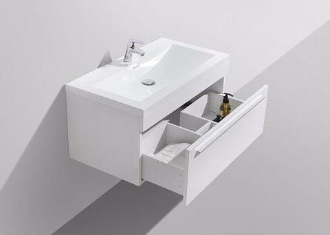 Elegant WHITE bathroom cabinet 900 mm L, 1 drawer with BLUM soft closing rails, ref KC900DW