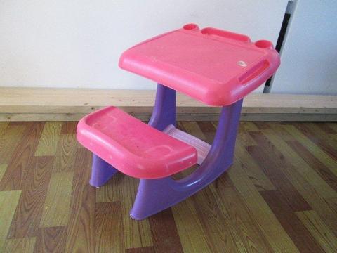 Pink and purple toddler desk