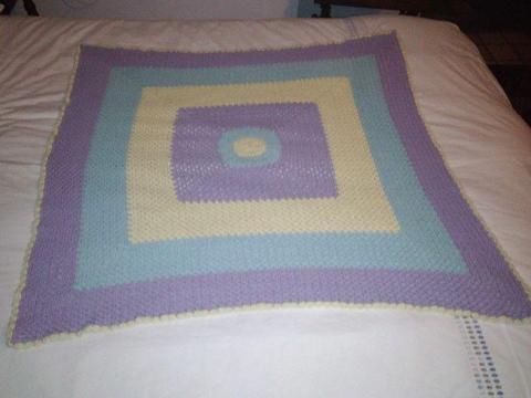 Crochet Blanket Lilac blue and yellow