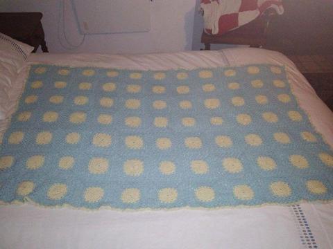 Crochet Blanket blue and yellow