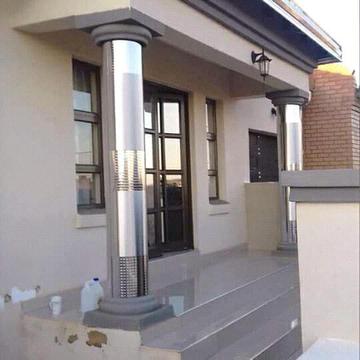 Stainless steel gutters and pillar cover