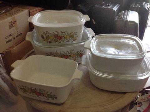 Corning ware, spice o life & plain white, used - R600