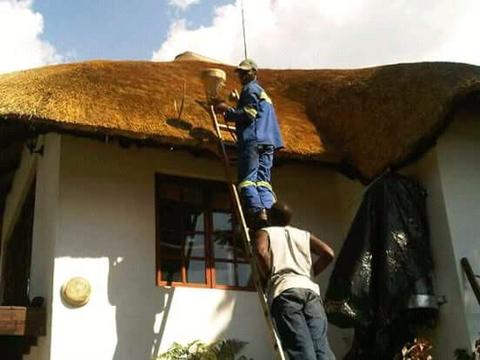 Spraying of Thatches for fire