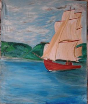 Impressionist oil Painting of a Port Elizabeth Schooner