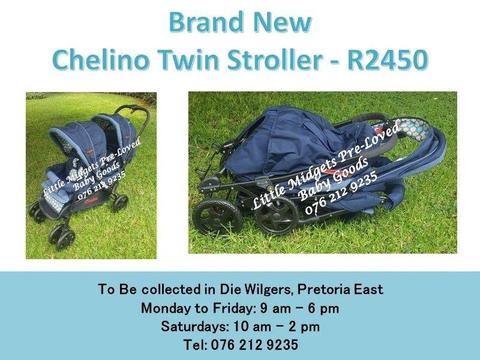 Brand New Chelino Twin Stroller (Navy)