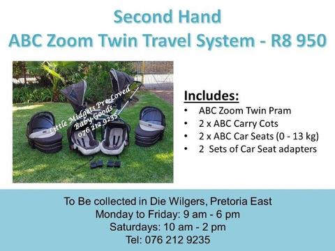 Second Hand ABC Zoom Twin Travel System (Brown)