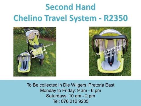 Second Hand Chelino Travel System (Green and White)