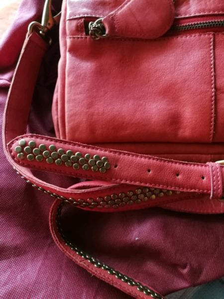 BRAND NEW RED GENUINE LEATHER BAG