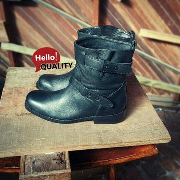 Genuine Leather Ladies Stylish Biker Boots