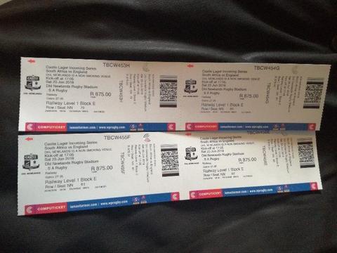 4 x SA vs England Rugby Tickets Newlands