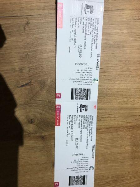 2 Tickets for Rugby test at Newlands - SA vs England