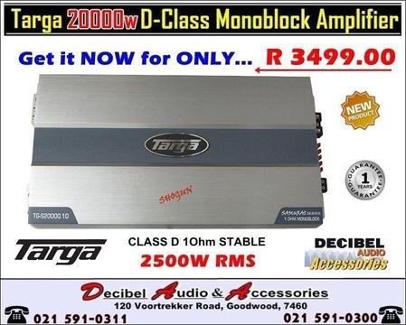 Targa 20000w Class-D 1 Ohm Stable Monoblock Amplifier | 2500w RMS!! | R 4499