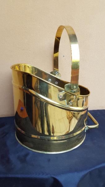 Beautiful large brass coal bucket