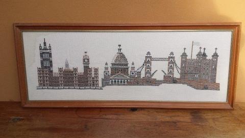 Long, London framed embroided cloth