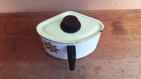 Old enamel triangle pot