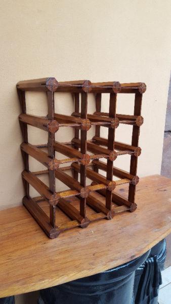 Old wooden block wine rack