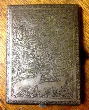 Beautiful engraved Persian Silver Cigarette Case - Heavy 146.9 gr
