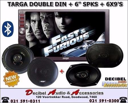 Targa Double DIN Bluetooth Media Player 6 Speakers 6 x 9 Speakers (COMBO DEAL)