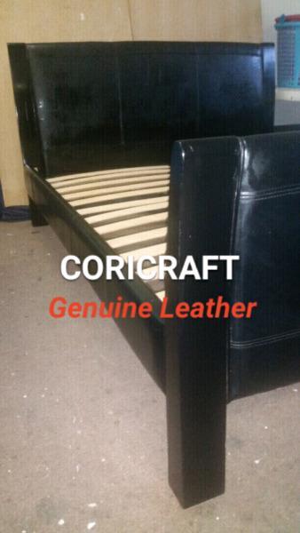 ✔100% LEATHER Coricraft Queen Size Sleigh Bed