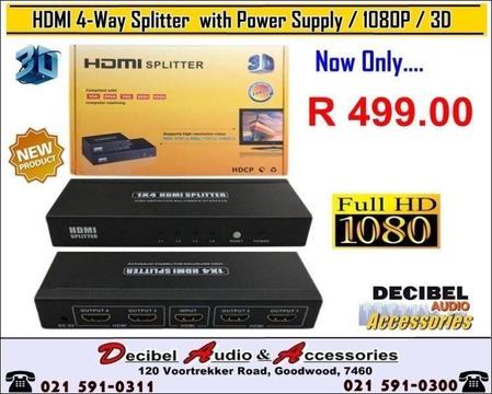 HDMI Splitters | 1 x Input + 4 x Output @ R 499.00 (ON SALE)