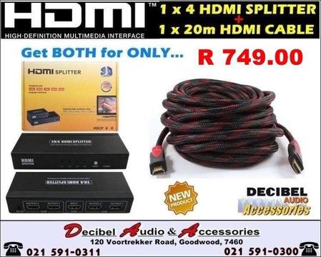 HDMI Splitter 4-Way 20M HDMI Cable
