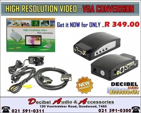 CCTV BNC/RCA/ S Video VGA input to VGA output Converter Box Adapter with all cables @ R349.00