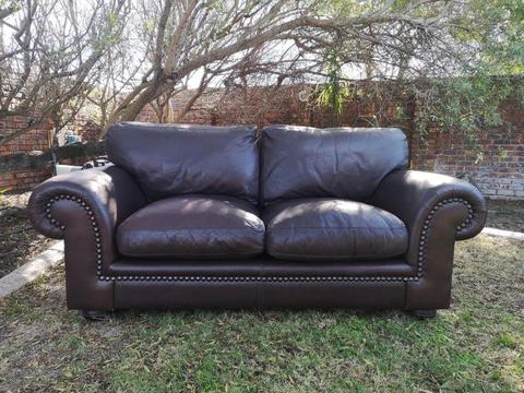 Set of 2 x Beautiful Coricraft Afrique Leather Couches 2 and 3 Seater Lounge Suite in Sunset Beach