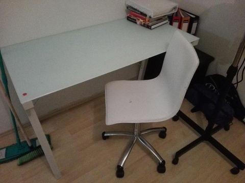 Tempered glass desk and chair