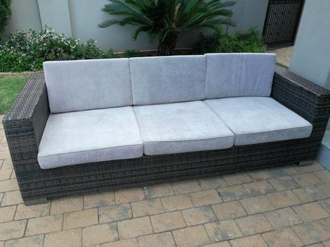 PATIO SET. ARTIFICIAL DARK BROWN WICKER LOUNGE SUITE. 1 x 3 seater & 1 x 2 seater