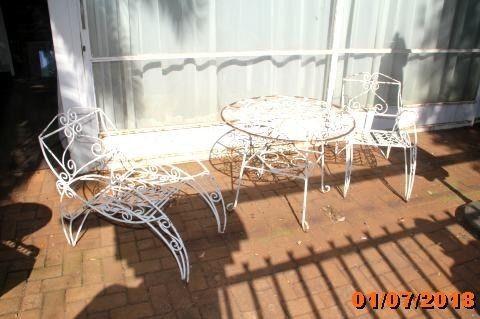 Steel patio table and chairs for sale