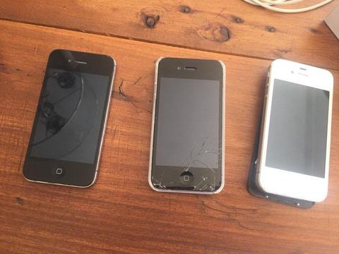 IPhone 4 16gb + 2 broken iPhone 4 and 4S