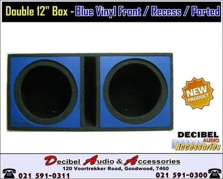 Double 12 Subwoofer Enclosure with Recessed Blue Vinyl Front