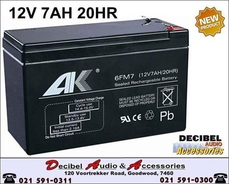 12v 7Ah 20HR Lead Acid Rechargeable Battery