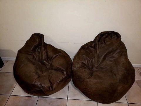 2 Nolan tan bean bag chair