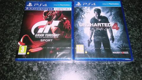 Ps4 New Sealed Uncharted 4 and Gran Tourismo sport