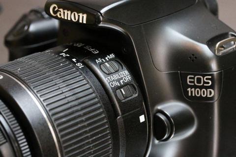 Canon 1100D camera with Canon 18-55mm image stabilizer lens