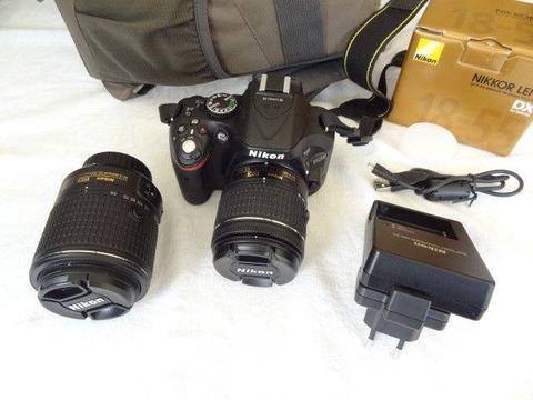 NIKON D5200 24MP with New Spec Twin Lens Like New