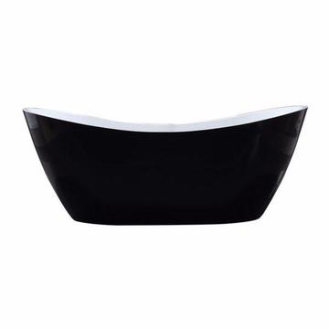 Savoy Free Standing Seamless Acrylic bath, Black and white, 1800 x 800 x 720 mm H, 12 years warranty