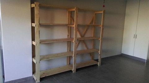 Wooden shelving to clean up your garage, store, office or pantry