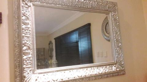 Large silver beveled mirror