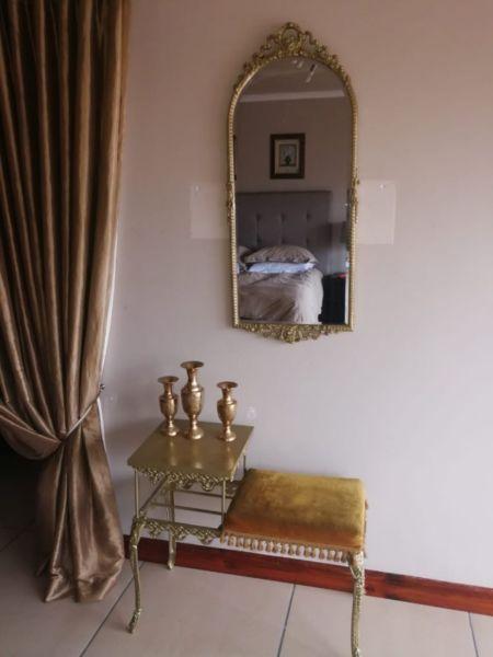 Solid Brass Mirror & Matching Solid Brass Bench