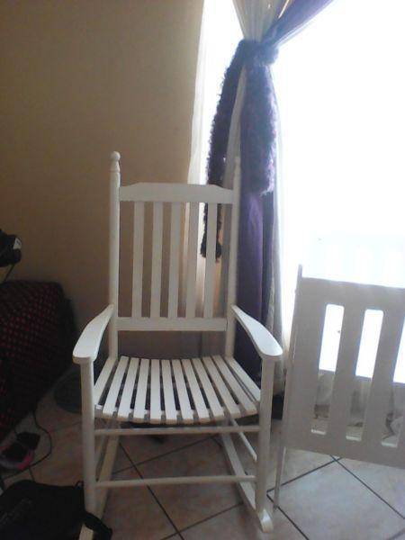 WOODEN COT AND ROCKING CHAIR