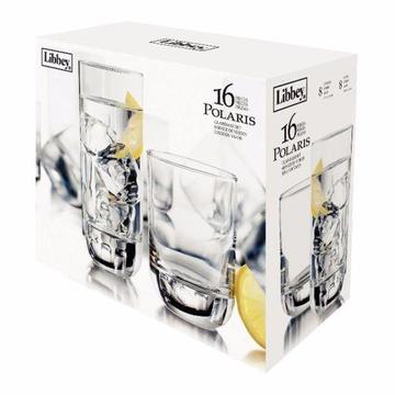 REDUCED 16pc libbey Polaris glass set