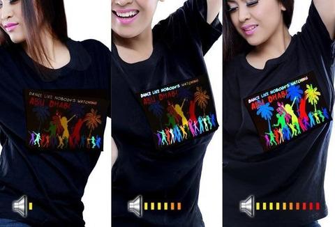 May promotion ...LED light-up T-shirt with USB charger- its sound activated..and for music events