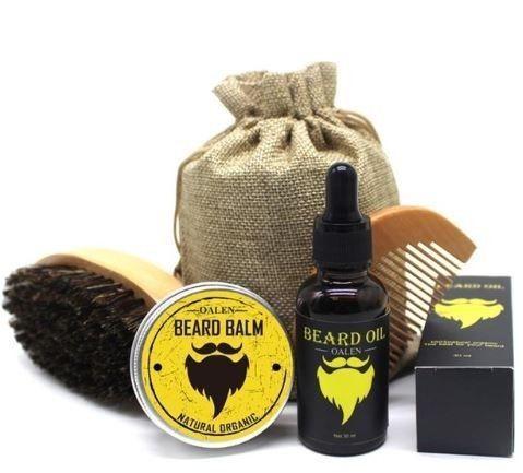 Men Mustache Cream Beard Oil Kit with Mustache Comb Brush Storage Bag